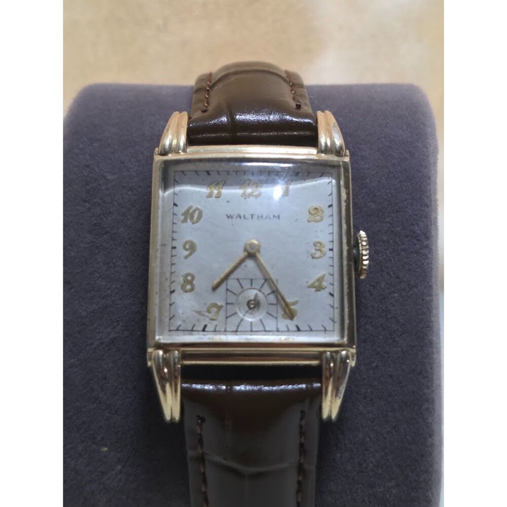 Vintage 1940s Waltham Art Deco Tank Watch 10K Gold Filled USA 17J Cal 750-B